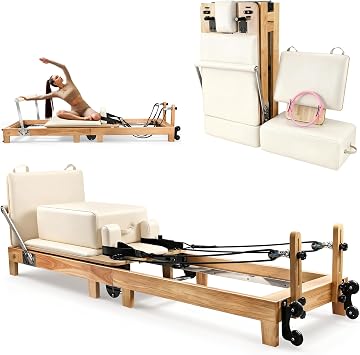 94.5" Pilates Reformer,Reformer Pilates Machine with 5 Springs, Quick-Assembly Studio Grade Pilates Reformer Machine, Pilates Equipment with Sitting Box, Jump Board for Home Use & Studio 7a5