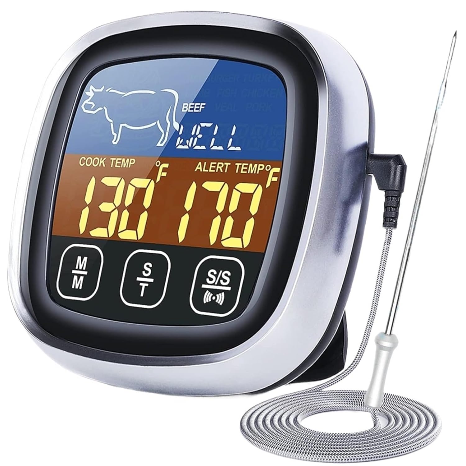 Digital Meat Kitchen Thermometer Stainless Waterproof Meat Temperature Probe Oven Cooking BBQ Temperature Meter(Type 3)