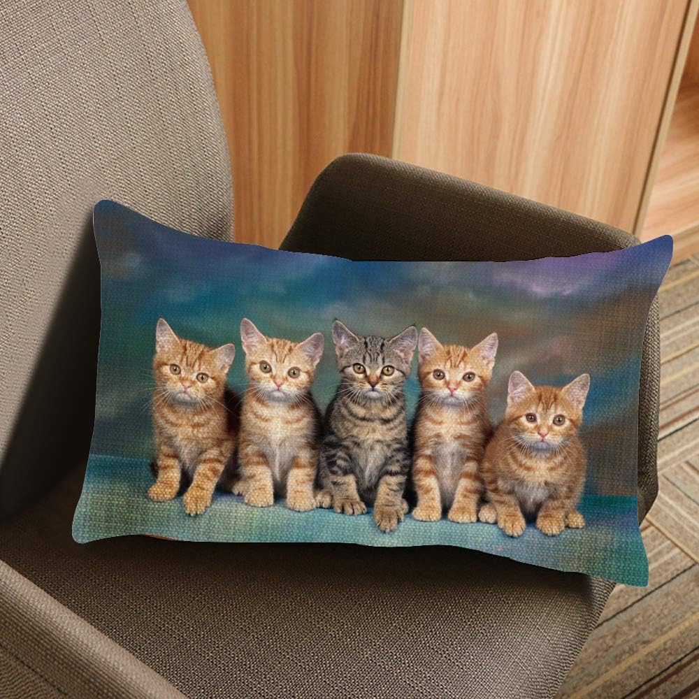 Throw Pillow Cover Kitten Series Cute Cat Decorative Pillow Case Home Decor 20x12 Inches Pillowcase image 2