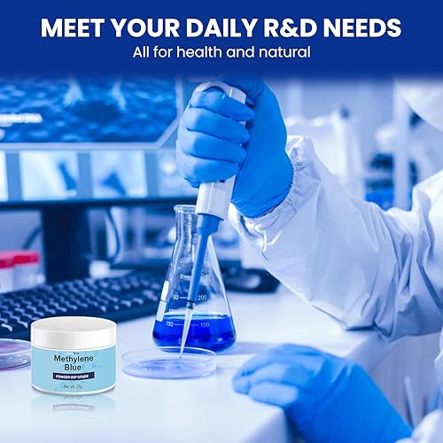 Miniatura 7 de Polvo azul de metileno, 0.88 oz, grado laboratorio/farmacéutico, metileno azul en polvo soluble en agua de alta pureza para fines de laboratorio,