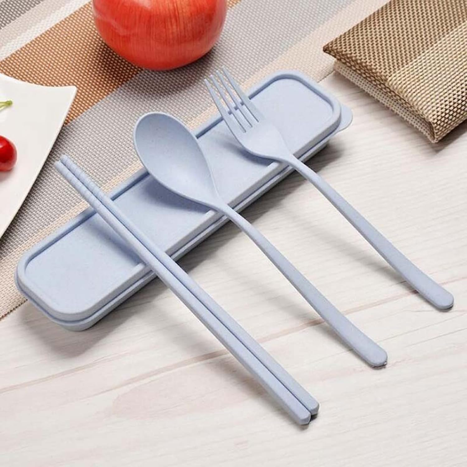 Dinner Forks Cutlery Fork Chopsticks Set Portable School Lunch Lunch Tableware Fork (Color: Blue)