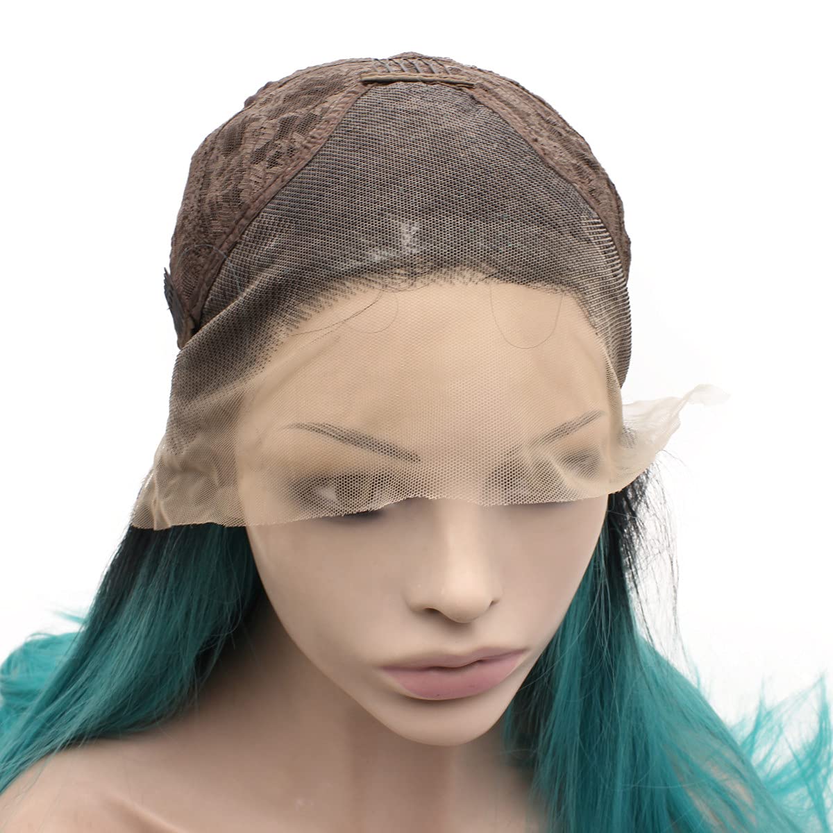 MX angel Long Ombre Blue Hand Tied Synthetic Wig Lace Front Heat Resistant Fiber Hair