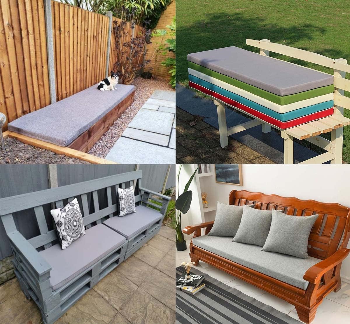 Cuscino antiscivolo impermeabile per panca in rattan, altalena, amaca, divano, sedia, cuscino personalizzato per mobili da giardino per uso esterno e interno (verde, 80 x 40 x 3 cm)