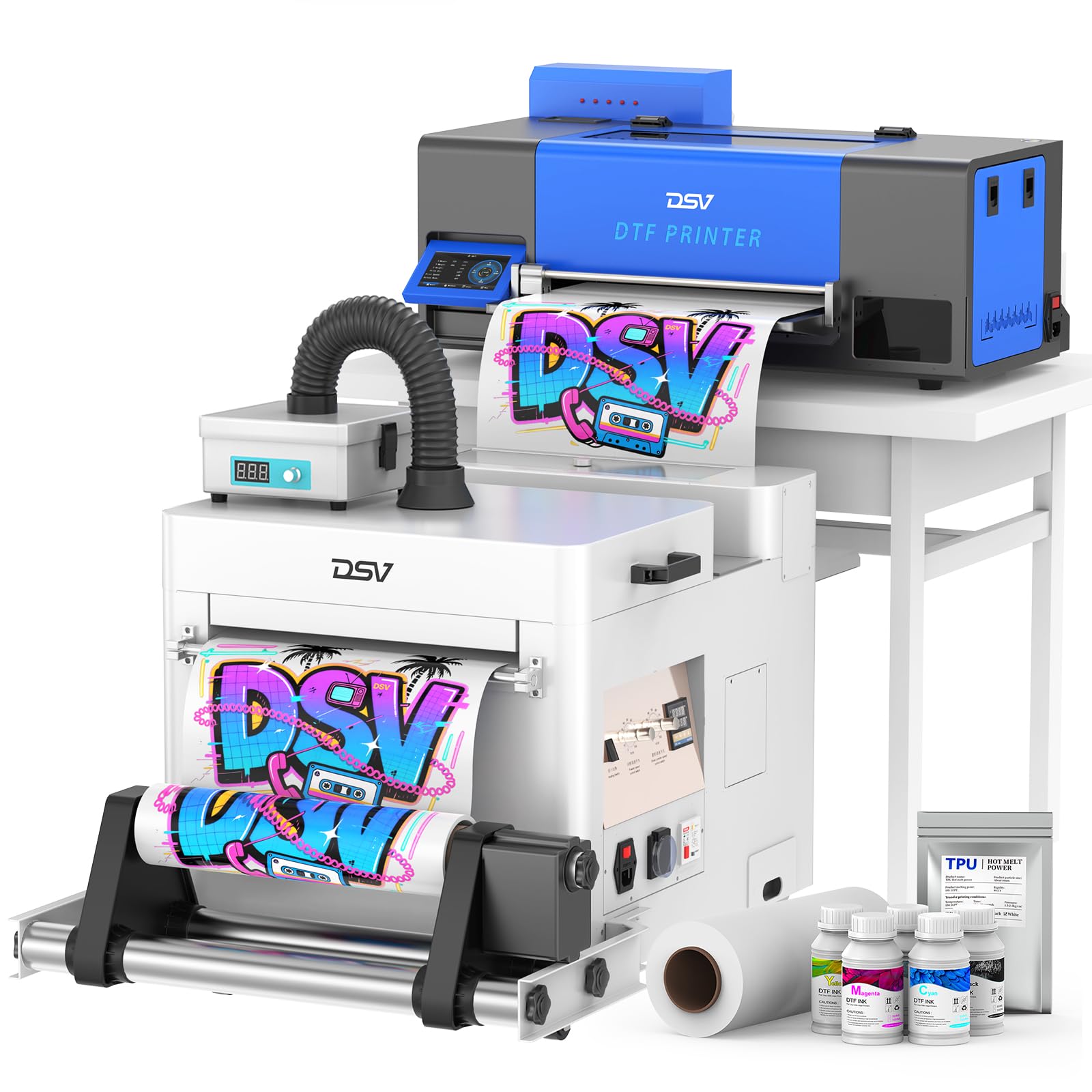 DSV A3 Plus XP600 DTF Printer with Shaker &amp; Purifier, 2X Speed Compared to L1800/L805 DTF Printer Machine, 4.5" LED Foldable Touch Screen, White Ink Circulation &amp; Auto-Cleaning, Dual Alarm