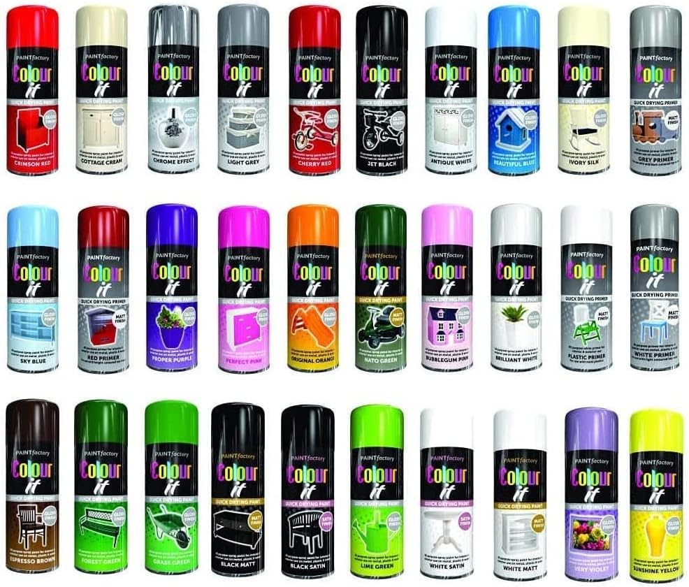 SuperGift.com Black Matt All Purpose Aerosol Spray Paint 250ml Quick Drying Spray, Fast Dry and Excellent Coverage for Metal, Wood, Plastic and More by Diva Gift