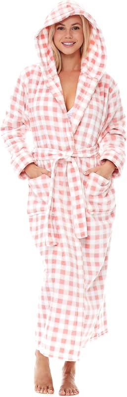 Albornoz con capucha de forro polar de felpa de manga larga para mujer, albornoz de longitud completa