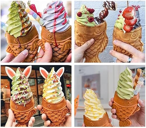 Miniatura 4 de LANTAO Máquina eléctrica de helado TaiyakiMáquina para hacer pasteles de pescado con apertura de bocaMáquina comercial de fabricación de Taiyaki