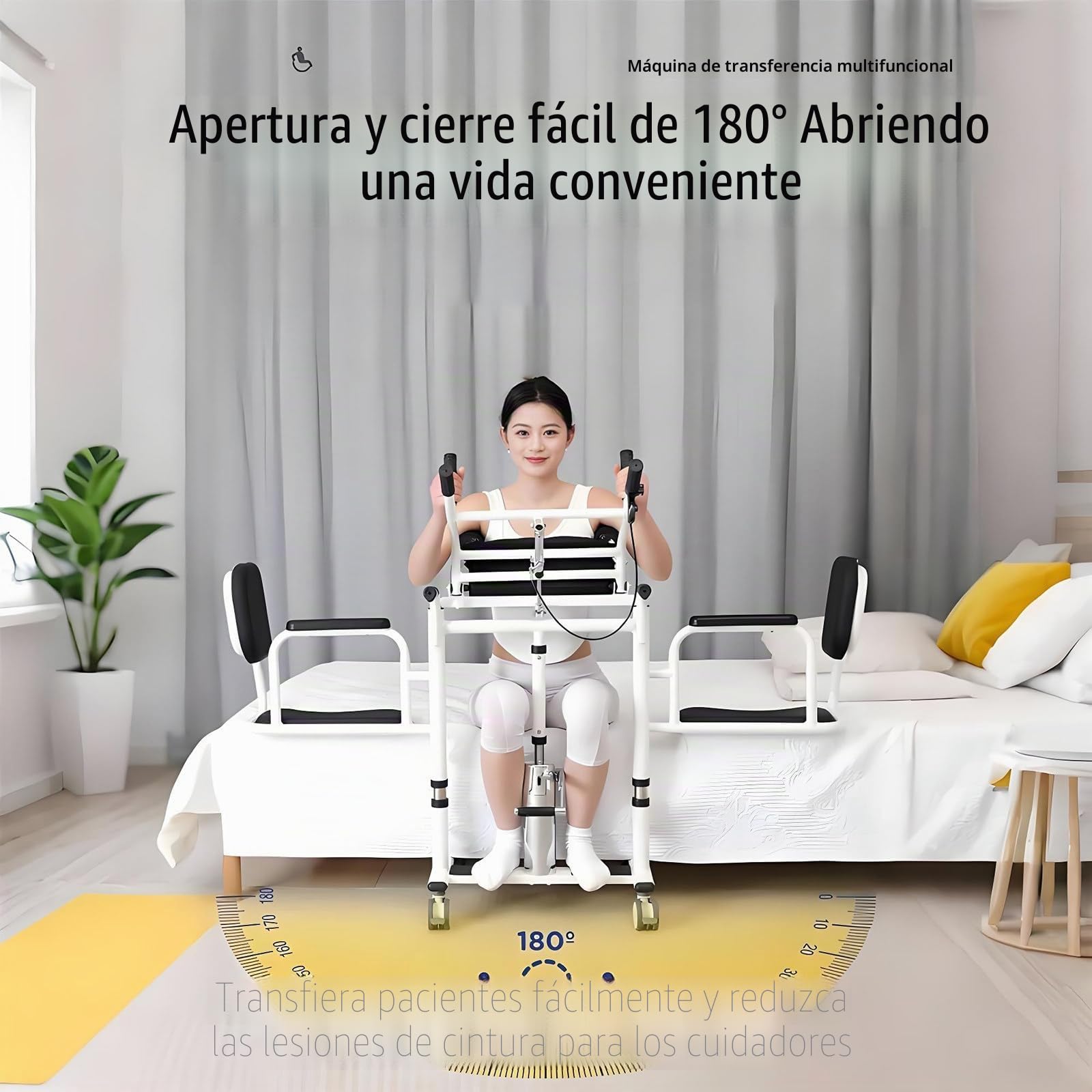 Silla De Transferencia Para Pacientes, Elevador De Pie Y Sentado, 4 En 1, Portátil, Con Ruedas, Para Adultos Y Personas Con Discapacidad En Casa, Fácil De Usar, Capacidad De Peso De 400 Lb Blue