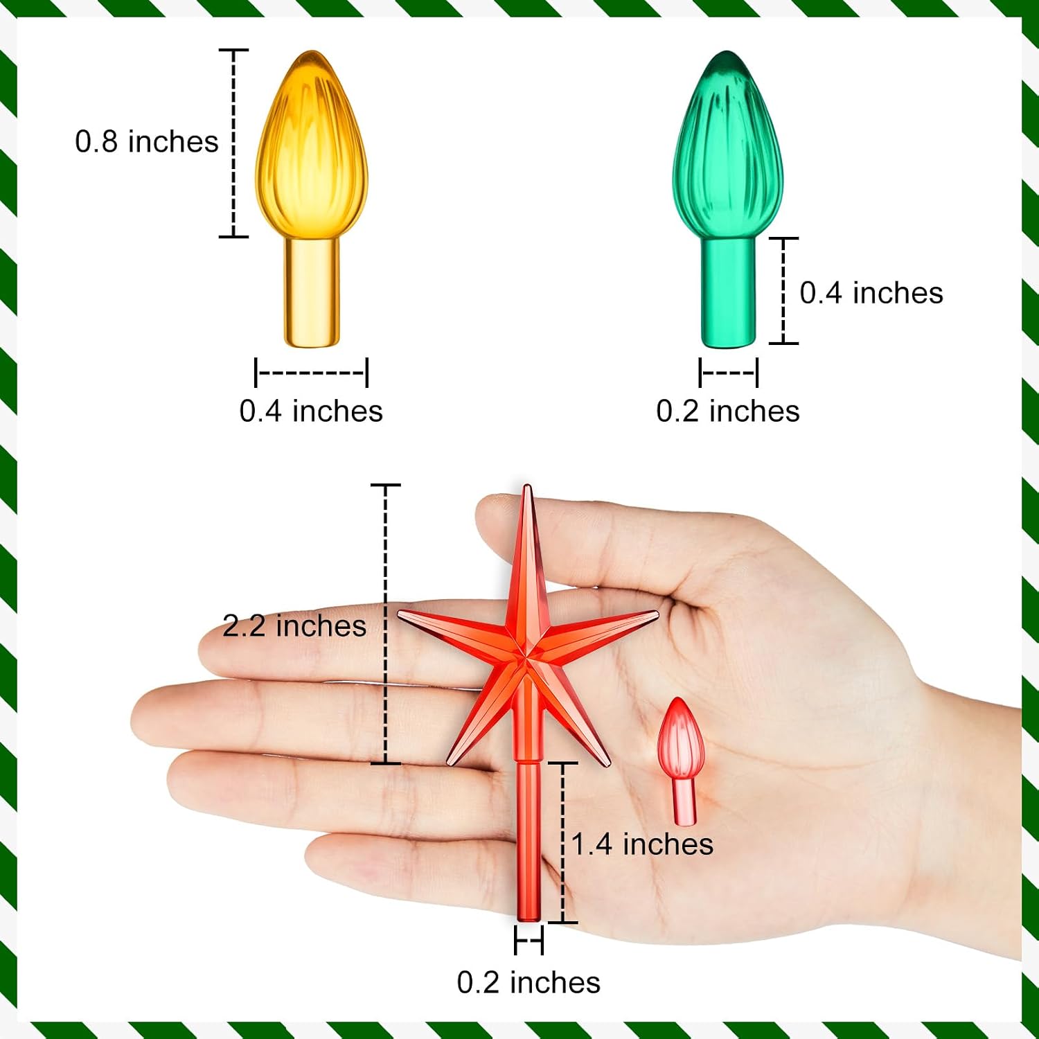 Replacement Lights Bulbs for Ceramic Christmas Tree National Artcraft Ornaments for Ceramic Tree Accessories, Flame Shape Light up Medium Twist, 3 Stars 105 PC Included, Assorted Colors
