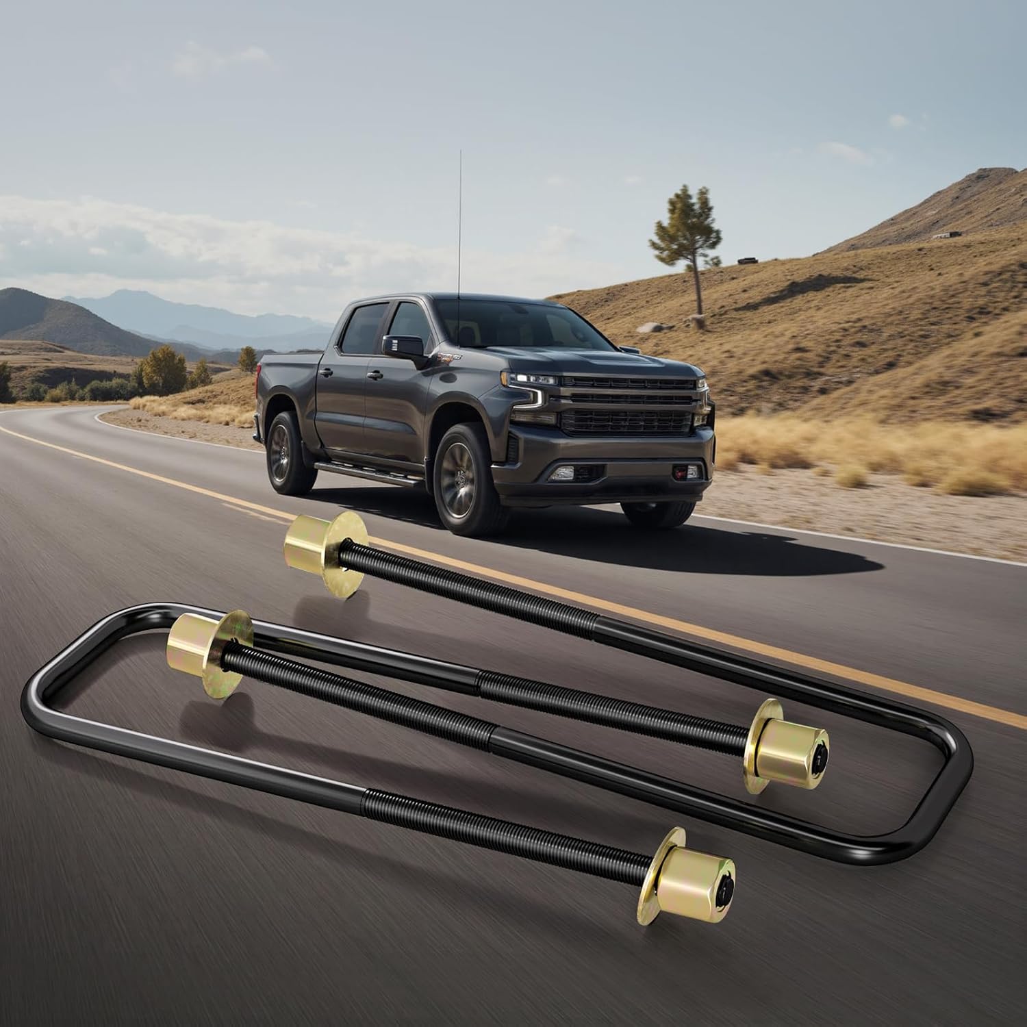 MIDOU AUTO 4PCS U Bolts 2.5" Wide Leaf Springs 11.2" Long Compatible with 2015-2020 Silverado1500/2500/3500 for 1 to 1.50-Inch Lift Blocks (Silverado)