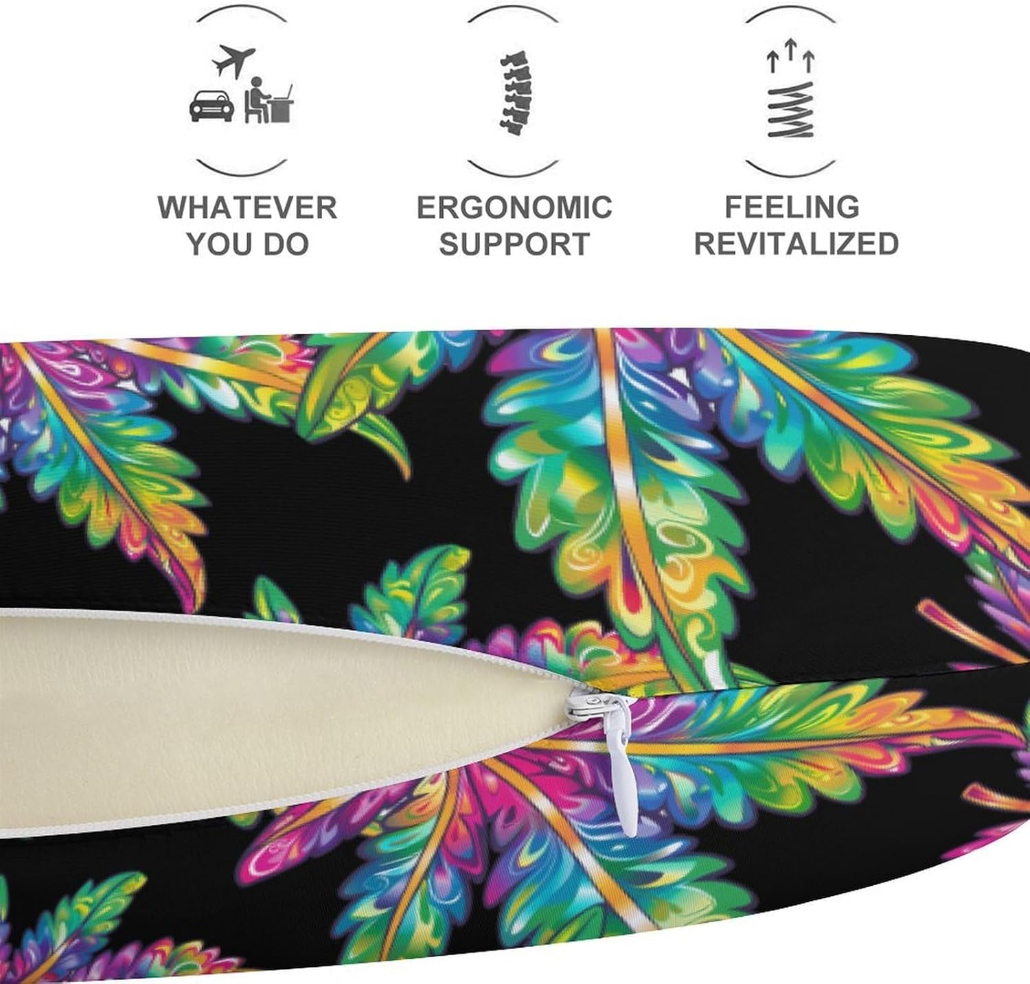 Weed Tie Dye Travel Pillow U Shape Neck Pillow Washable Pillowcase for Sleeping Chair