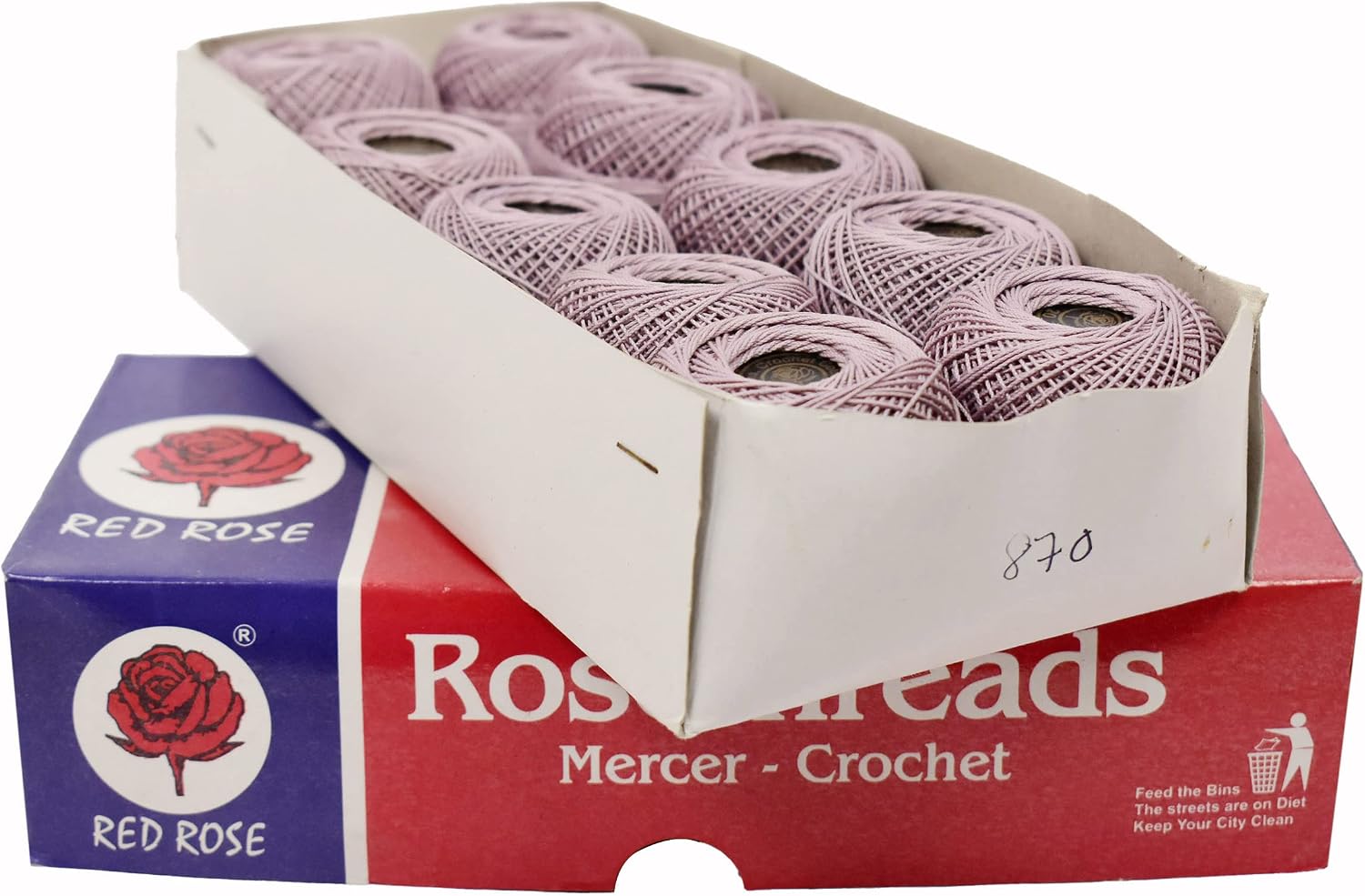 Red Rose Crochet Cotton Threads Hand Embroidery Yarn Balls Crafting Mercerized