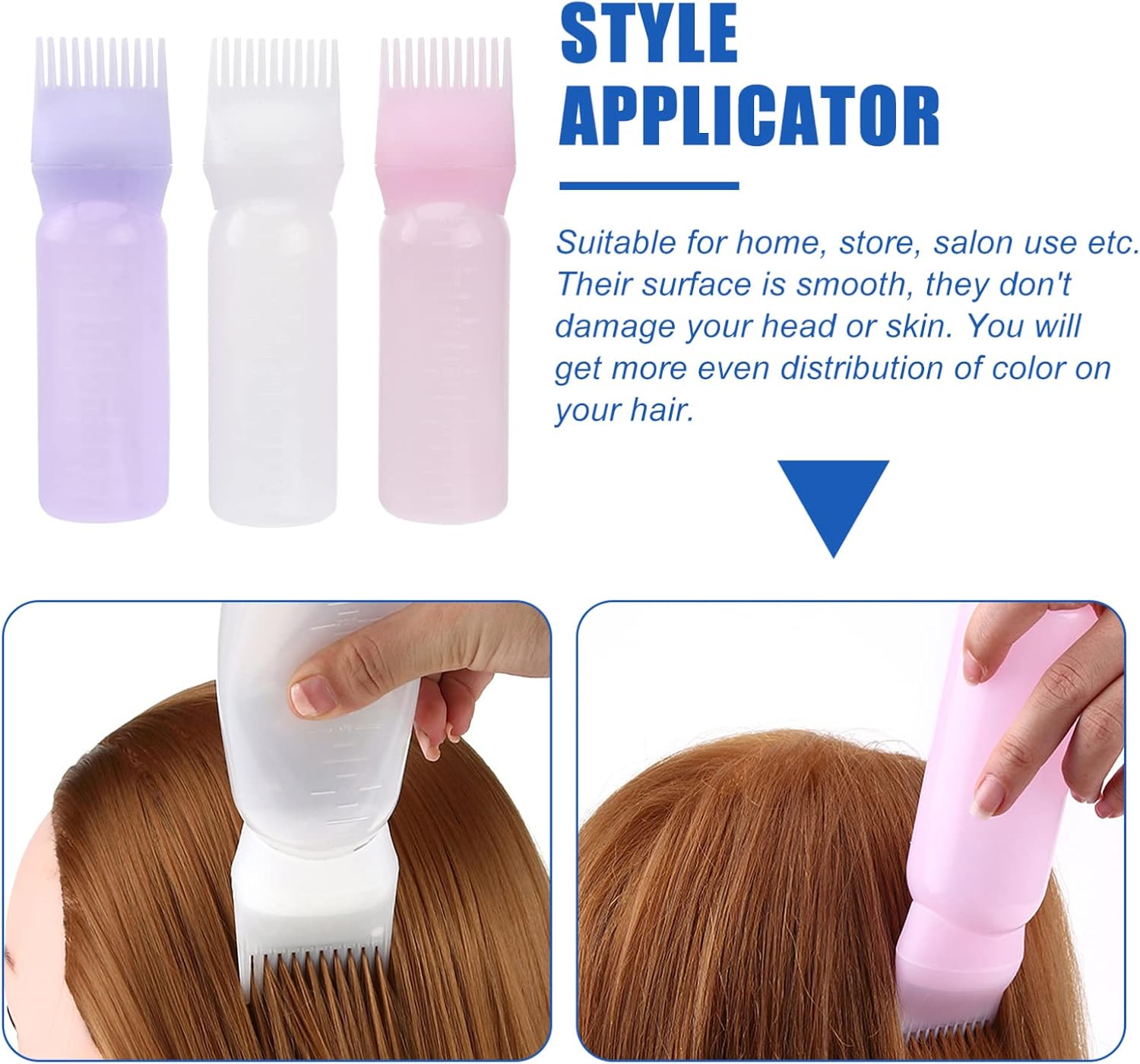 Ipetboom 3pcs Hair Dye Applicator Bottle Set with Scale Lines Hair Coloring Bottles for Home and Salon Use Includes Squeeze and Comb Tips Suitable for Professional and DIY Hairdressing