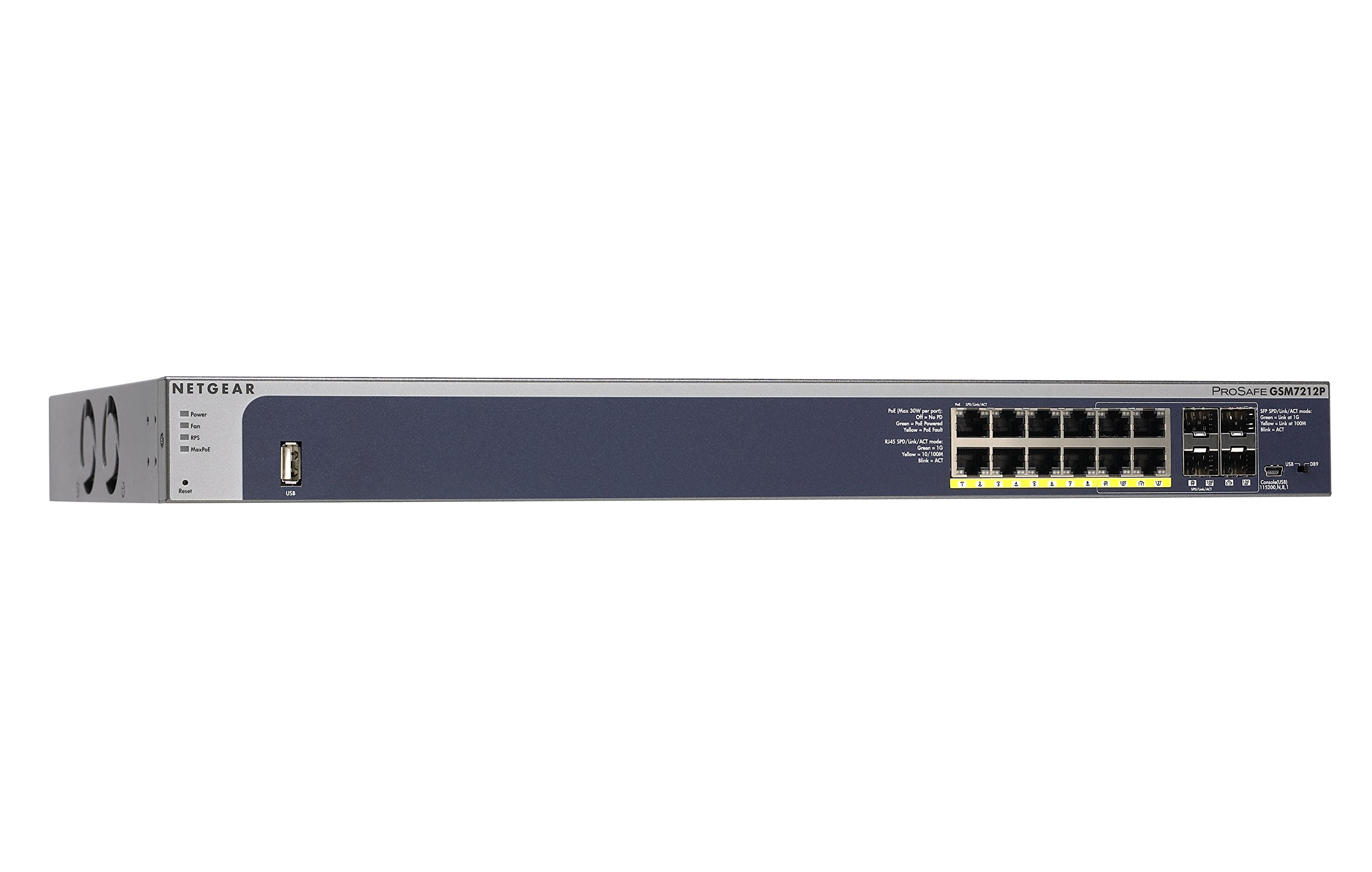 Netgear GSM7212P Switch Manageable Niveau 2+ Poe+ 12 Ports Gigabit et 4 Slots SFP, Prosafe