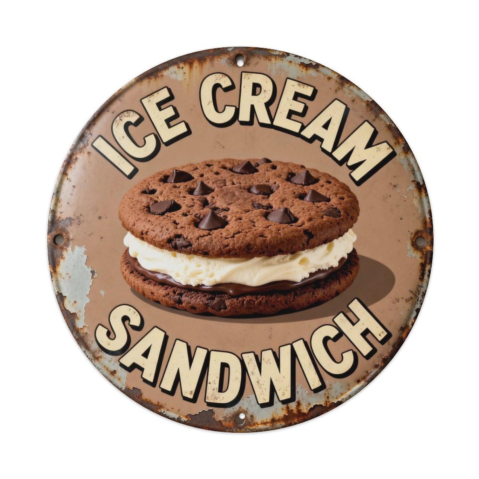 Ice Cream Sandwich Metal Tin Sign Plaque