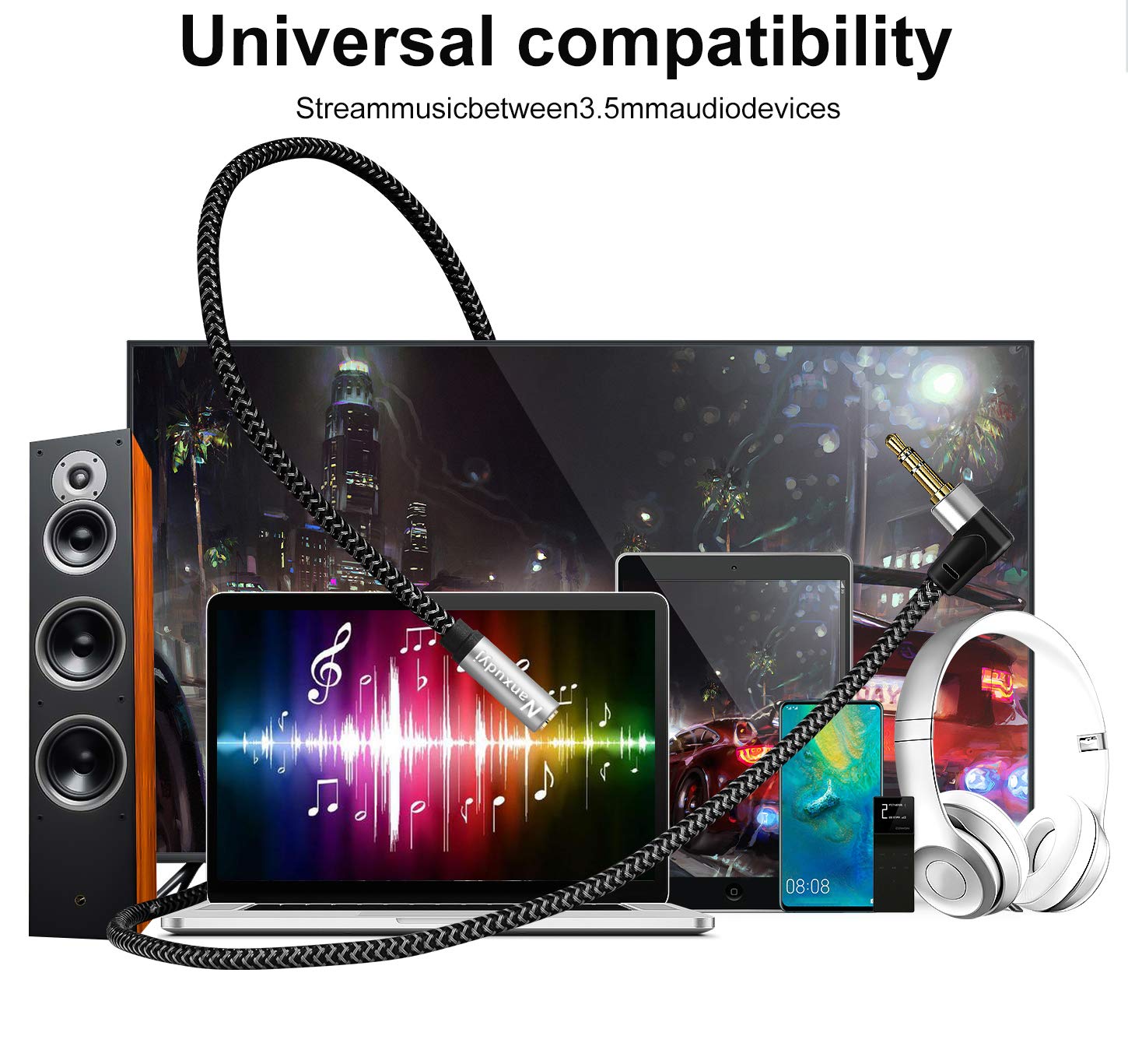 Hot Deals Nanxudyj 90 Degree 3.5mm Male to Female Stereo Audio Extension Cable 100ft, Right Angle Nylon Braid AUX Extension Cord,Compatible for Headphone,iPhone, iPod, iPad, Tablets,Speakers, 24K Gold Plated New Deal Nanxudyj 90 Degree 3.5mm Male to Female Stereo Audio Extension Cable 100ft, Right Angle Nylon Braid AUX Extension Cord,Compatible for Headphone,iPhone, iPod, iPad, Tablets,Speakers, 24K Gold Plated