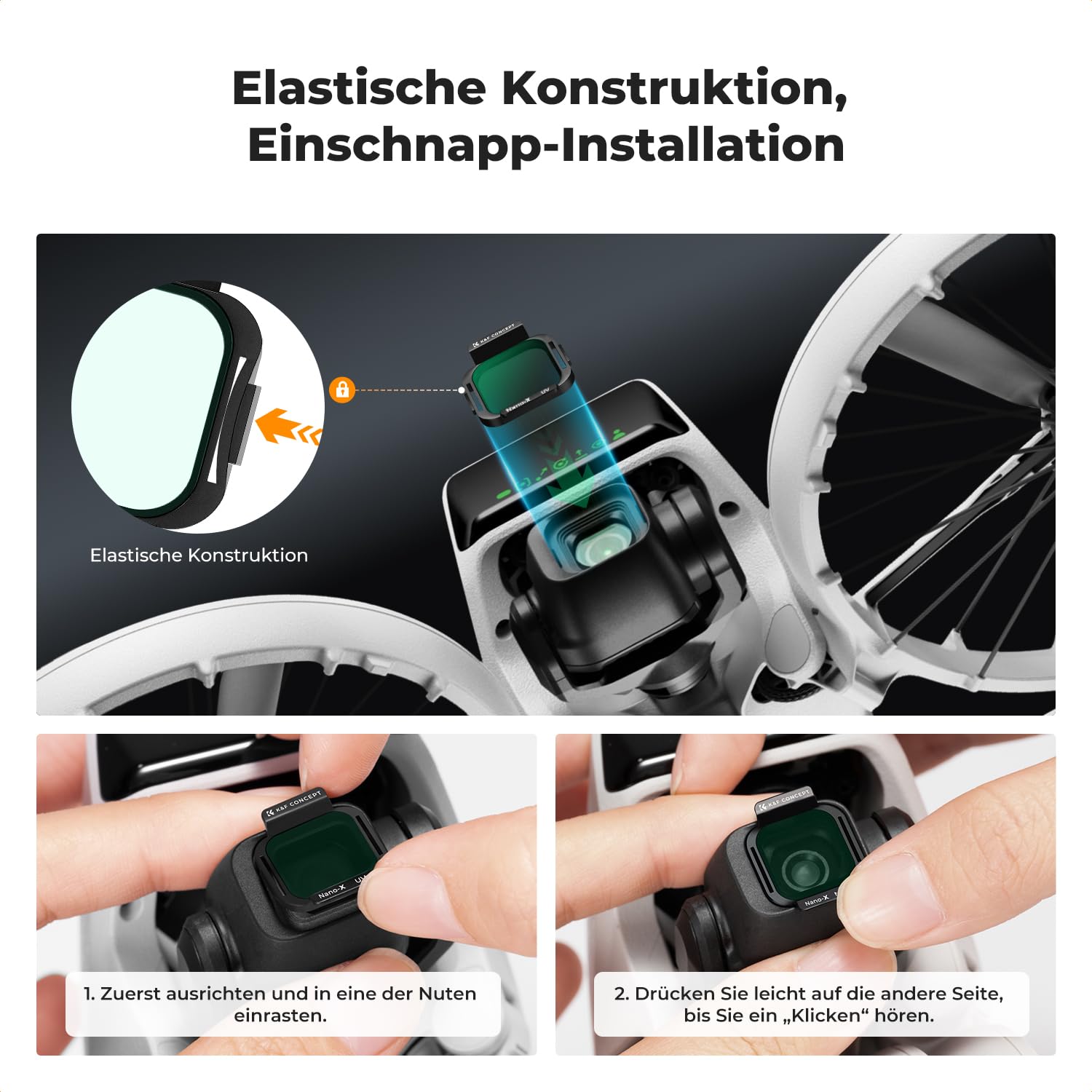 K&F CONCEPT ND Filter Set, UV PL ND8 ND16 ND32 ND64 Filter 6 Stück kompatibel mit DJI Flip/DJI Lito X1, Multi Beschichtung HD Optical Glass Aluminium