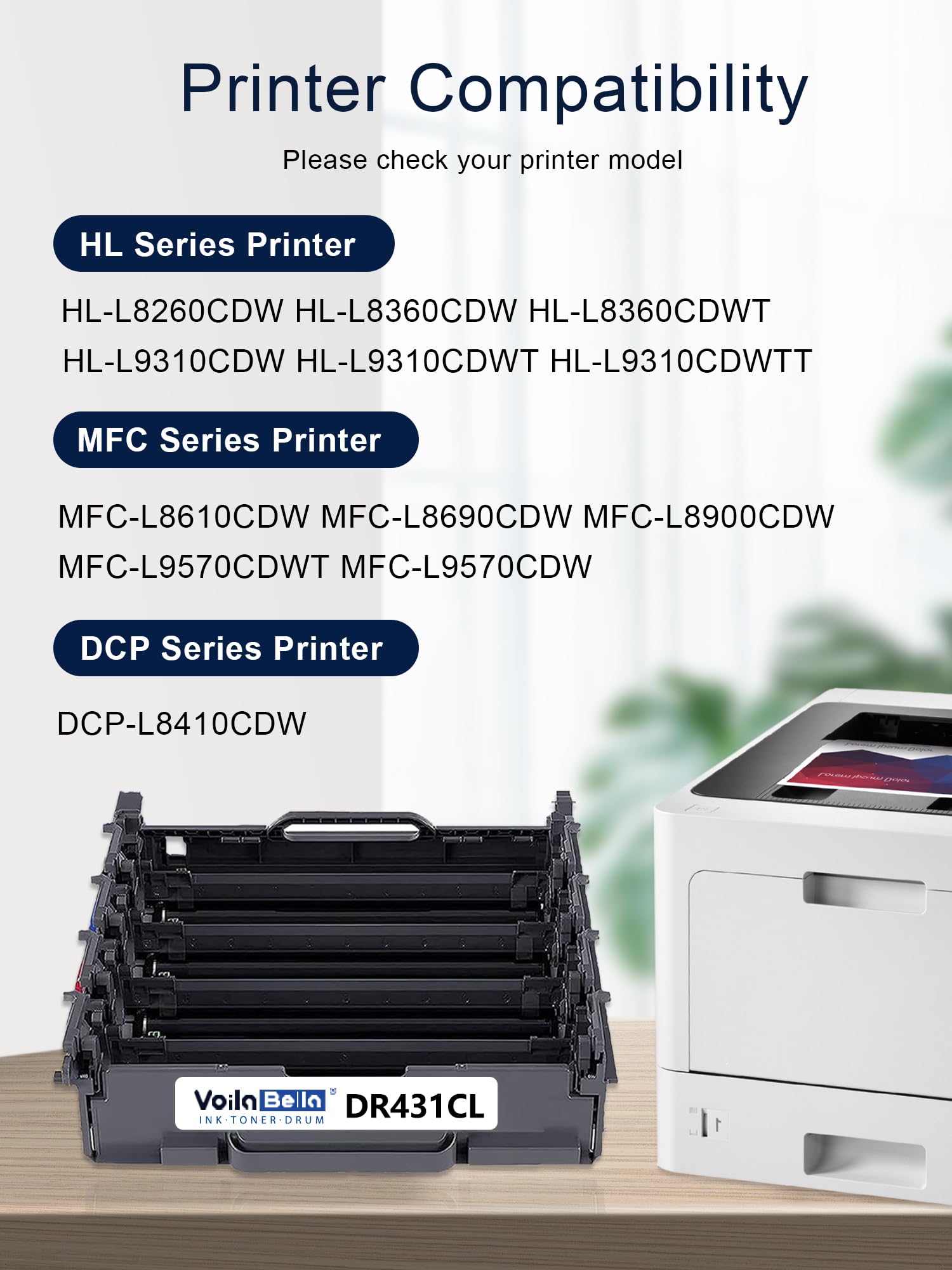 DR431CL bęben (1-pak) zamiennik dla Brother DR-431CL bęben kompatybilny z drukarką HL-L8260CDN HL-L8260CDW HL-L8360CDW HL-L9310CDW MFC-L8610CDW MFC-L8900CDW MFC-L8905CDW (toner nie jest dołączony)