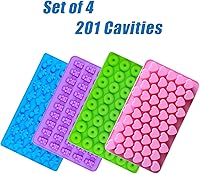 Vista 6 de Gummy Bear Candy Molds Silicone, Mini Gummy Molds with 2 Droppers, Non-Stick Silicone Candy Molds Including Heart, Dinosaur, Bear, and Donut, Set of