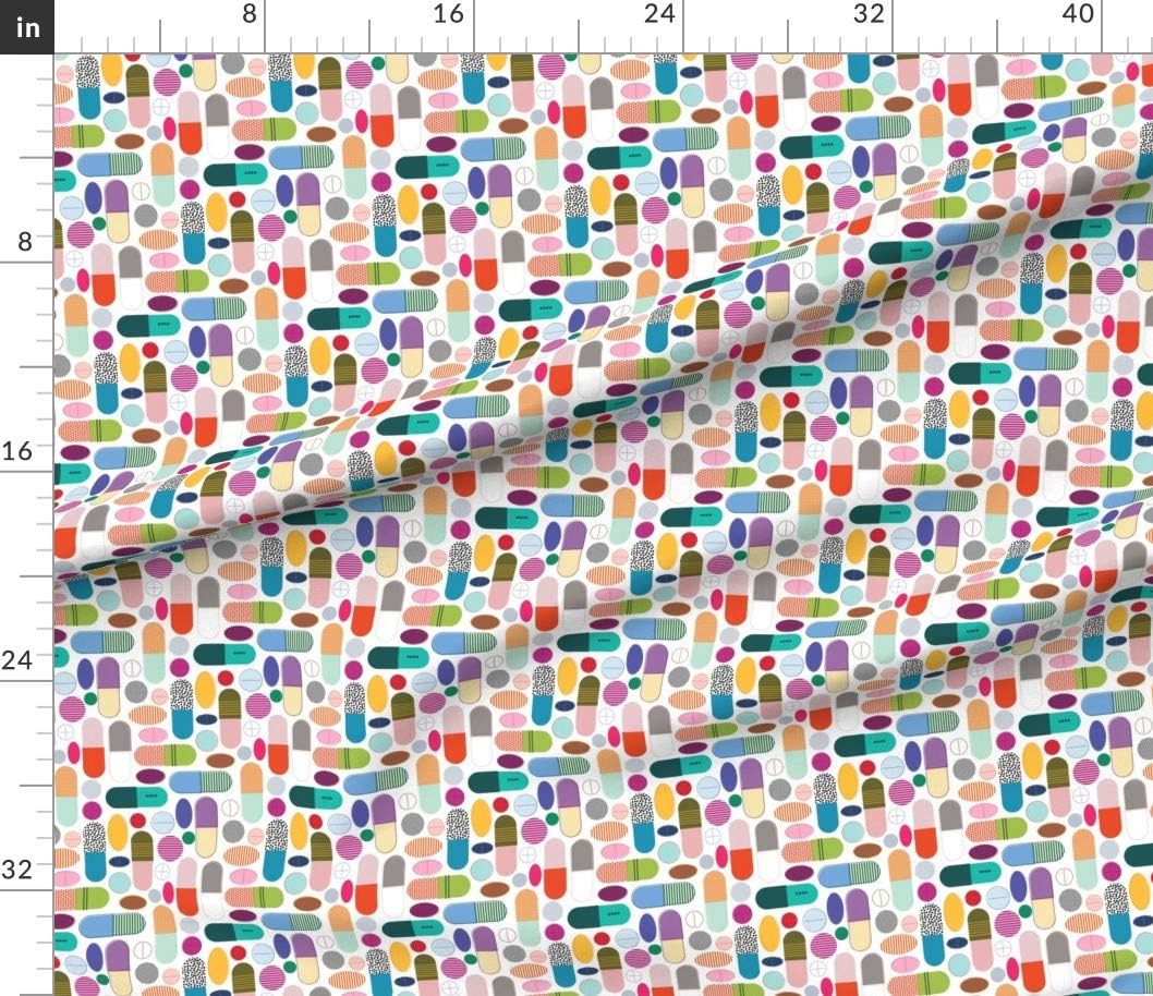 Spoonflower Fabric - Colorful Pills Medical Medicine Doctor Nurse Mod Printed on Petal Signature Cotton Fabric by The Yard - Sewing Quilting Apparel Crafts Decor