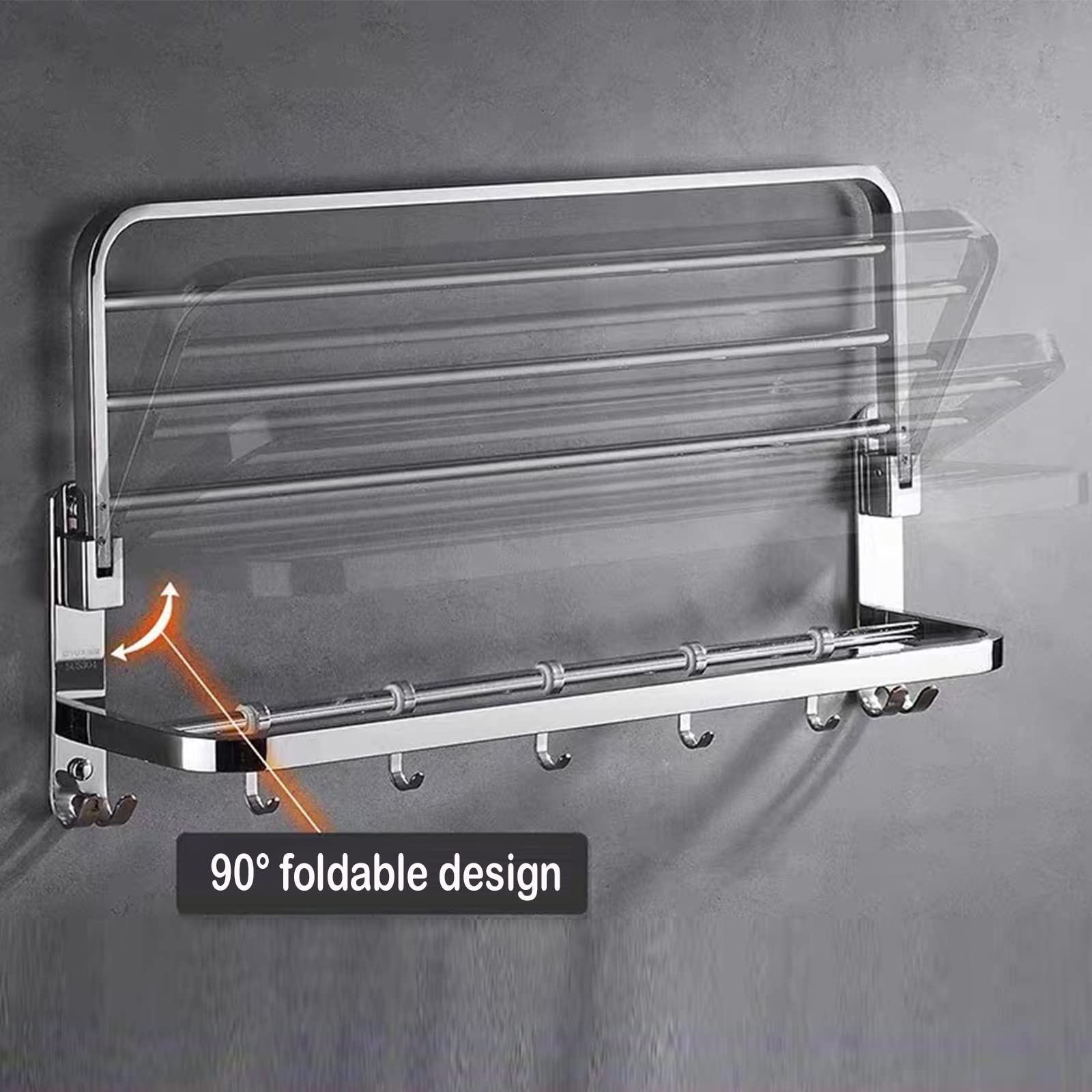 Portasciugamani da parete in acciaio inox, 40 cm, da bagno, stile hotel, design resistente ed elegante, perfetto per uso domestico o in hotel