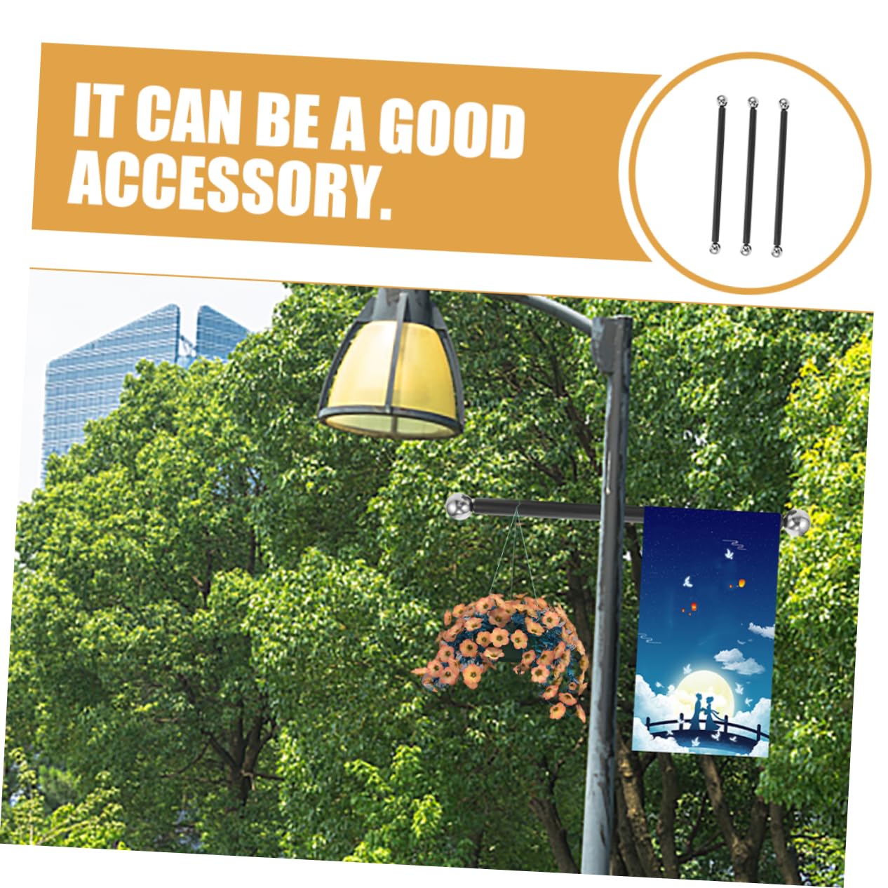 IWOWHERO 3pcs Solar Post Lights Outdoor Lamp Post Cross Arm Bracket Ladder Rest for Yard Accessory