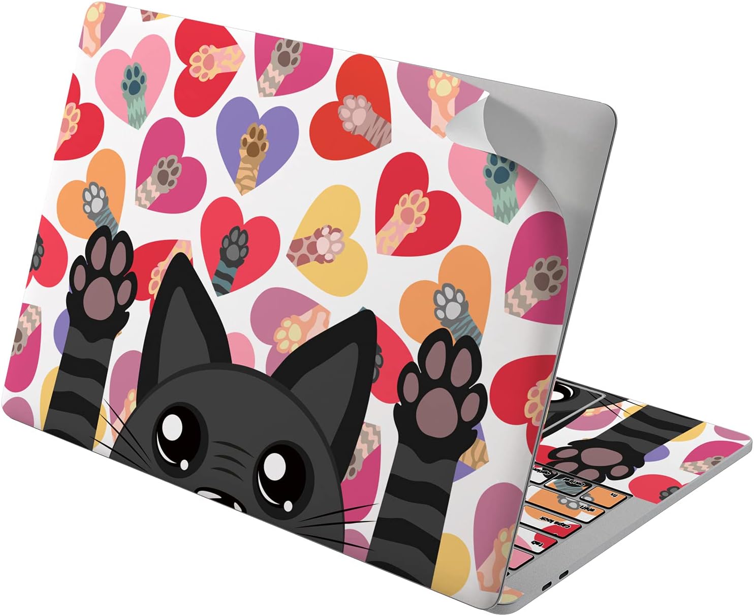 Vinyl Decal Skin Compatible for MacBook Pro 16 M3 M2 M1 14 2023 Air 15 2022 Retina 2020 Air 13 Mac 12 Cat Cool Print Design Painted Laptop Animal Sticker Watercolor Cover Paws Black Cute