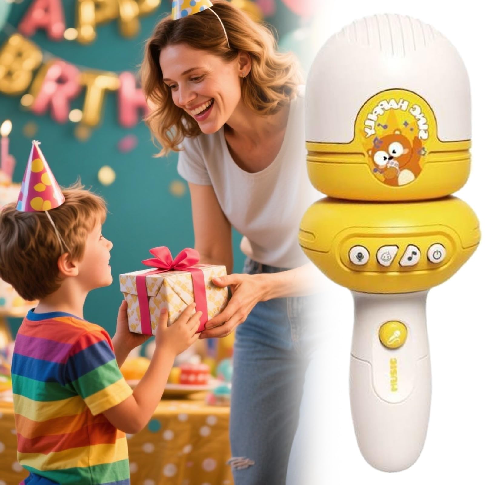 Microfono Per Bambini Portatile con Musica Incorporata e Cambiavoce 3+ Anni