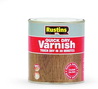 Rustins Quick Dry Varnish Clear Gloss 500ml-Fast-Drying Water-Based Wood Varnish; Durable Non-Yellowing Finish in Gloss, Satin or Matt for Indoor Use