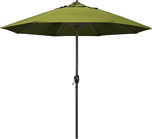 Vista 44 de Sombrilla California Umbrella de 9 pies, de olefina, con inclinación automática y mástil de aluminio bañado en bronce, Rojo, Rojo