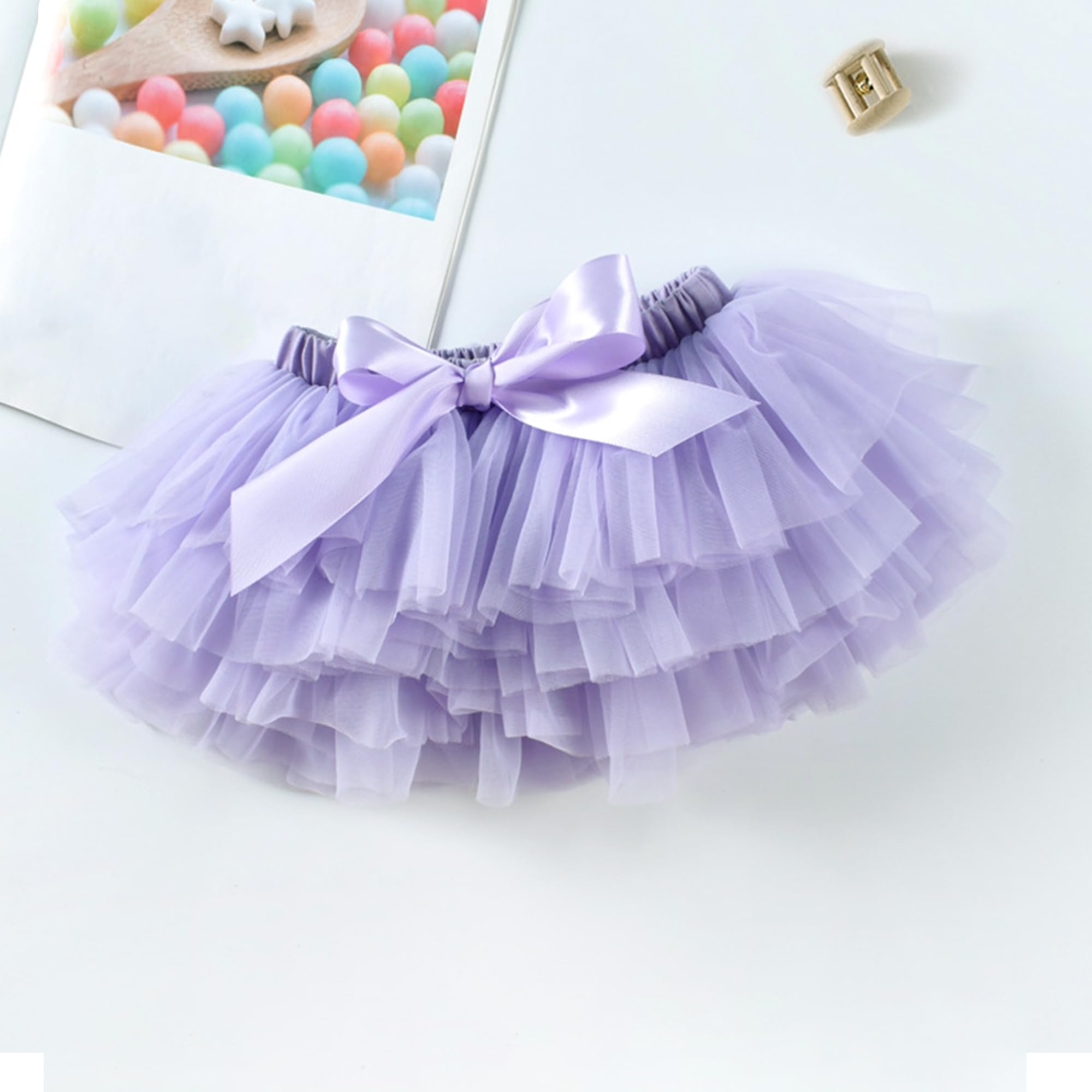 Baby Kleinkind Mädchen Tutu Rock Prinzessin Rock Mini Tiered Super Soft Tüllrock Elastische Taille Ballett Tanzrock mit Windelüberzug + Stirnband