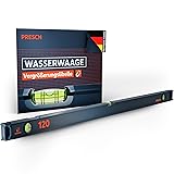 Presch Wasserwaage magnetisch 120cm - Bruchfeste Weitwinkellibelle inkl. 2% Gefälle-Anzeige - Vertical-View-Funktion dank Sichtfenster - Innovative Anti-Rutsch‑Endkappen & präzise Messfläche