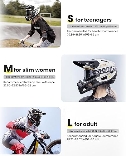 Miniatura 6 de OutdoorMaster MIPS - Casco de bicicleta de montaña de cara completa para hombres y mujeres, dos almohadillas extraíbles para barbilla, ligero con