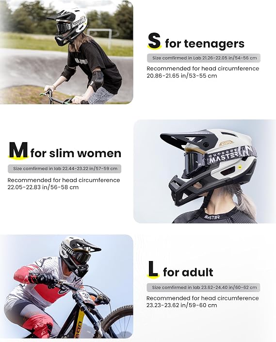 OutdoorMaster MIPS Full Face Mountain Bike Helmet for Men & Women - Two Removable Chin Pad, Ventilation Lightweight - Racing Downhill DH BMX MTB Helmet