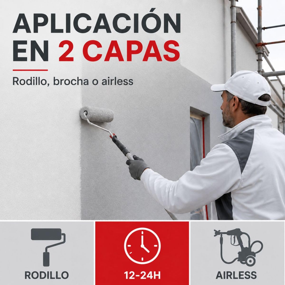ARCANE INDUSTRIES Pintura Acrílica para Fachada y Crépi 2.5 L Blanco Crema | Impermeabiliza Fachadas, Cubre las Microfisuras, Microporosa, Alto Poder Cubriente, Acabado Mate - Arcane Industries