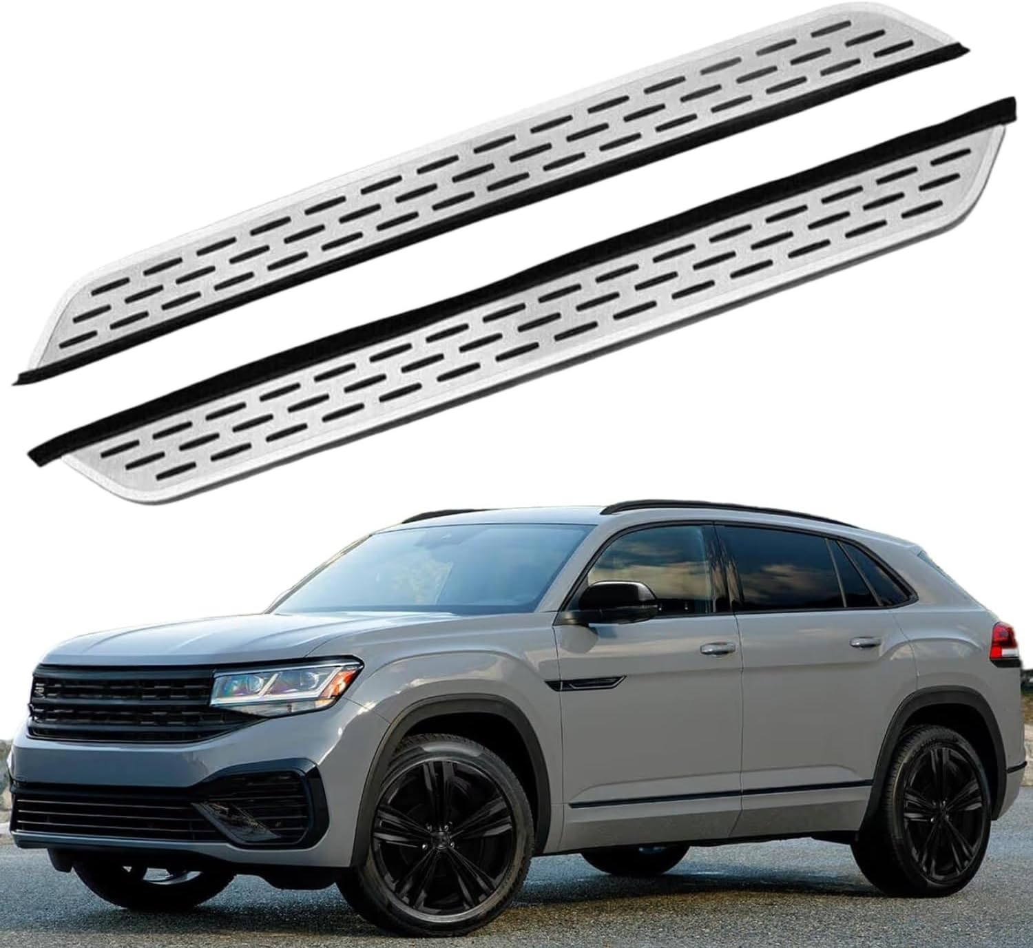 Running Boards Compatible with VW Atlas Cross Sport 2020-2026 Side Steps Nerf Bar 2Pcs Pedal Board&Brackets,Silver