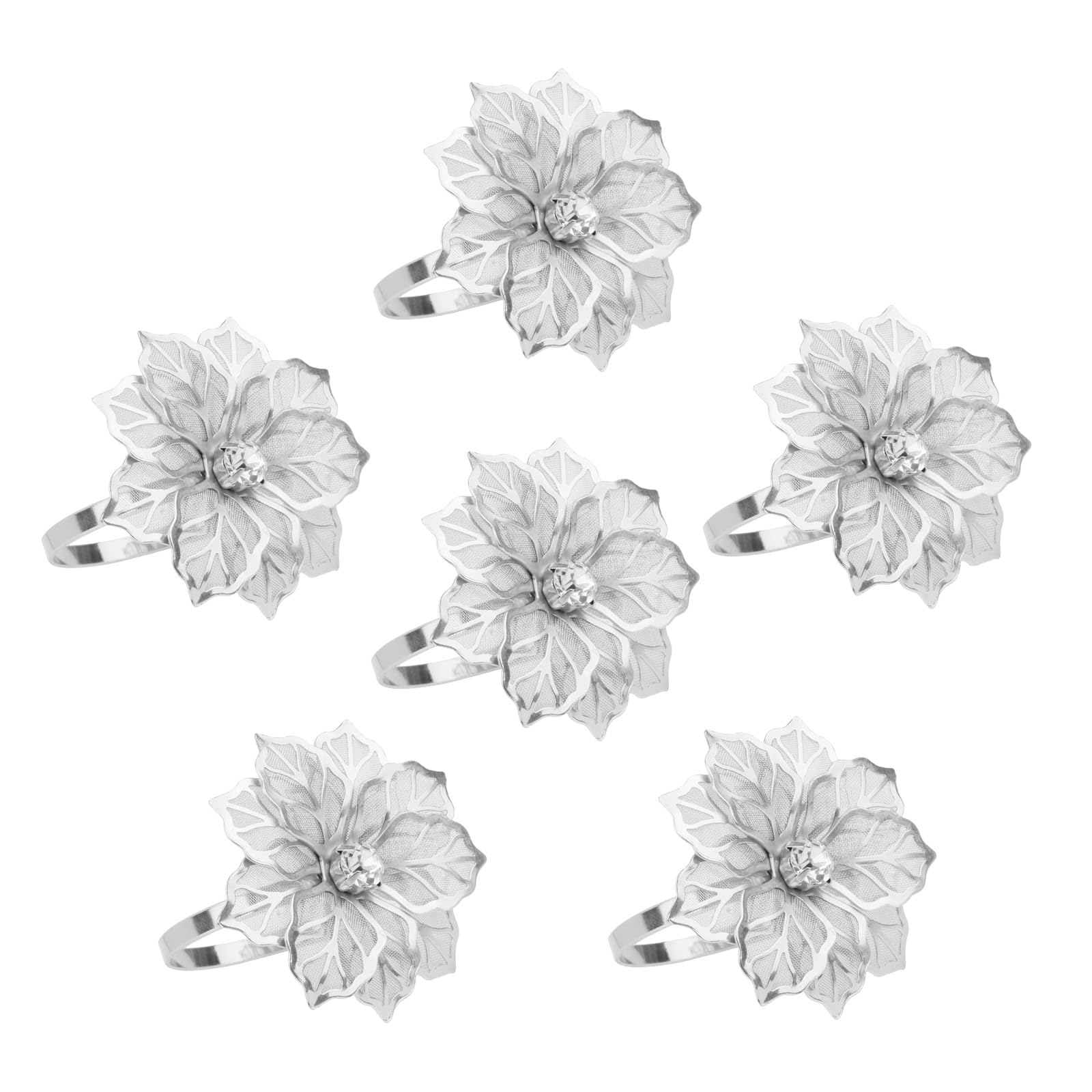 Of 6 Sturdy Alloy Napkin Rings with Faux Rhinestones for Formal Dinners Celebration and Home Decoration Elegant Table Setting