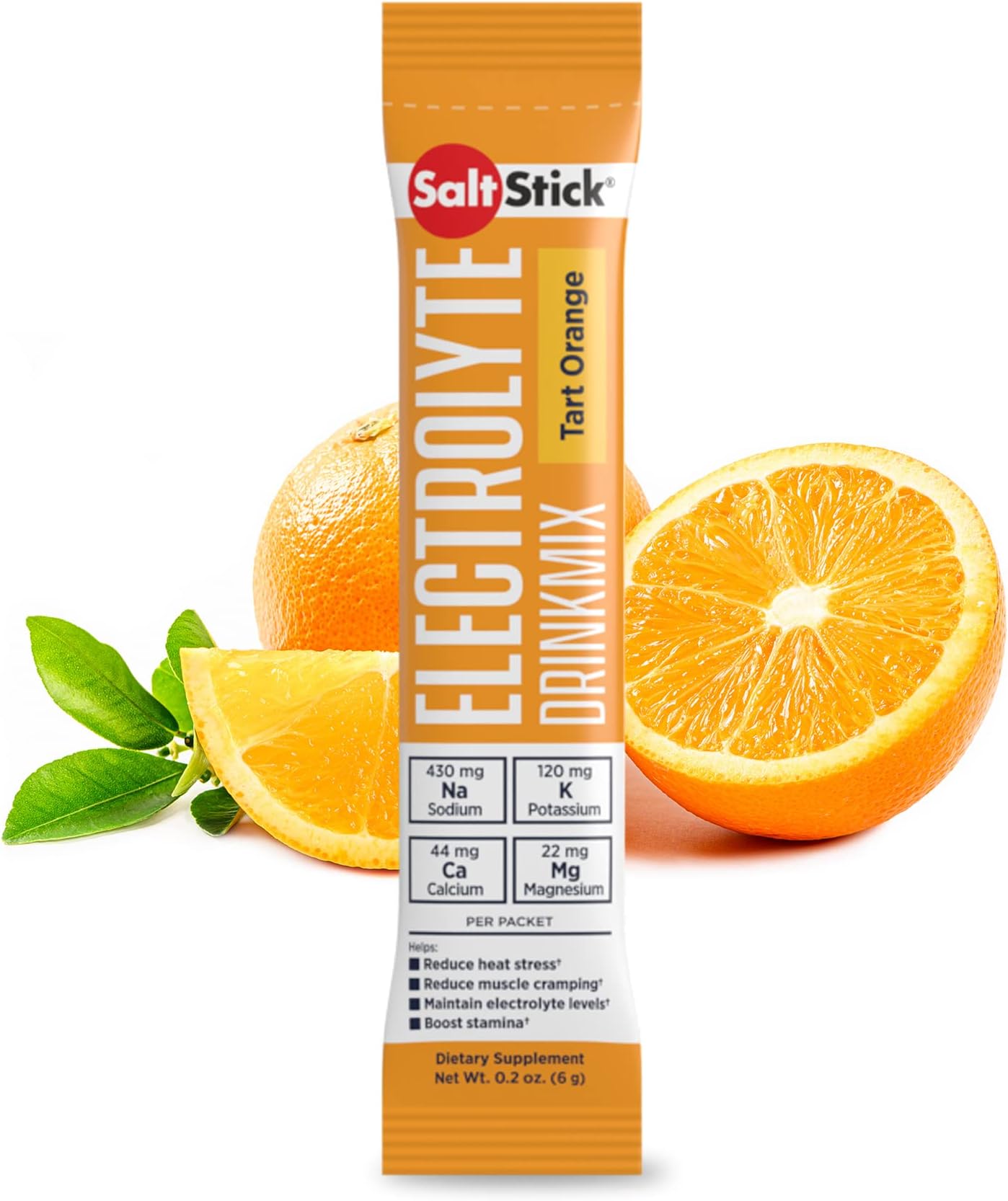 SaltStick DrinkMix, Zero-Sugar Electrolyte Powder for Rehydration, Muscle Cramp Relief, Sports Recovery & Performance, 12 Single Serving Packets, Tart Orange
