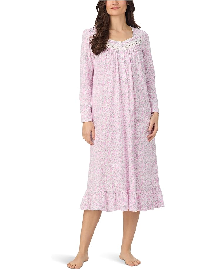 Eileen West Cotton Knit Long Sleeve Long Nightgown - Main View