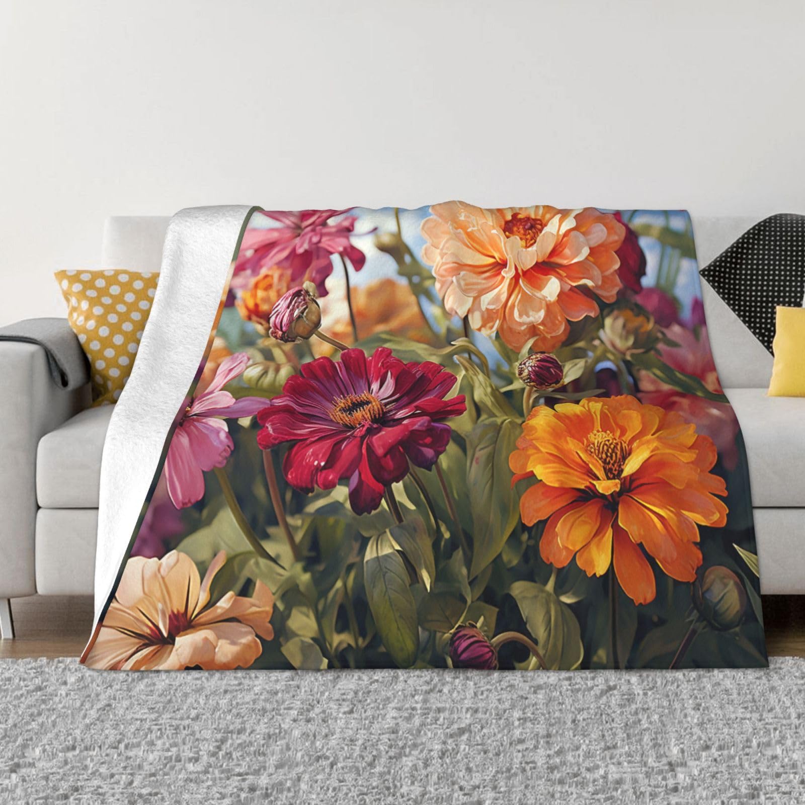 Couverture polaire flanelle fleurie anti-poids chaude pour lit