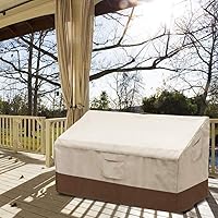 Vista 8 de Vailge Funda de sofá biplaza para banco de patio de 2 plazas, 100% impermeable, funda para muebles de patio con ventilación de aire, tamaño S beige