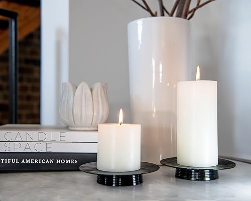 Miniatura 3 de Portavelas negros para velas de pilar en el hogar, candelabros negros hechos a mano, sala de estar o centro de mesa, juego de 2 candelabros para