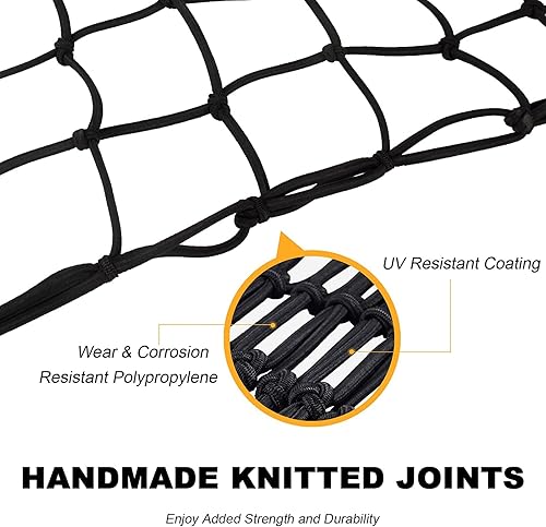 Miniatura 5 de GSPSCN Red de carga de 16 x 16 pulgadas, red elástica de látex resistente que se estira hasta 47 x 47 pulgadas, red de equipaje gruesa con malla de