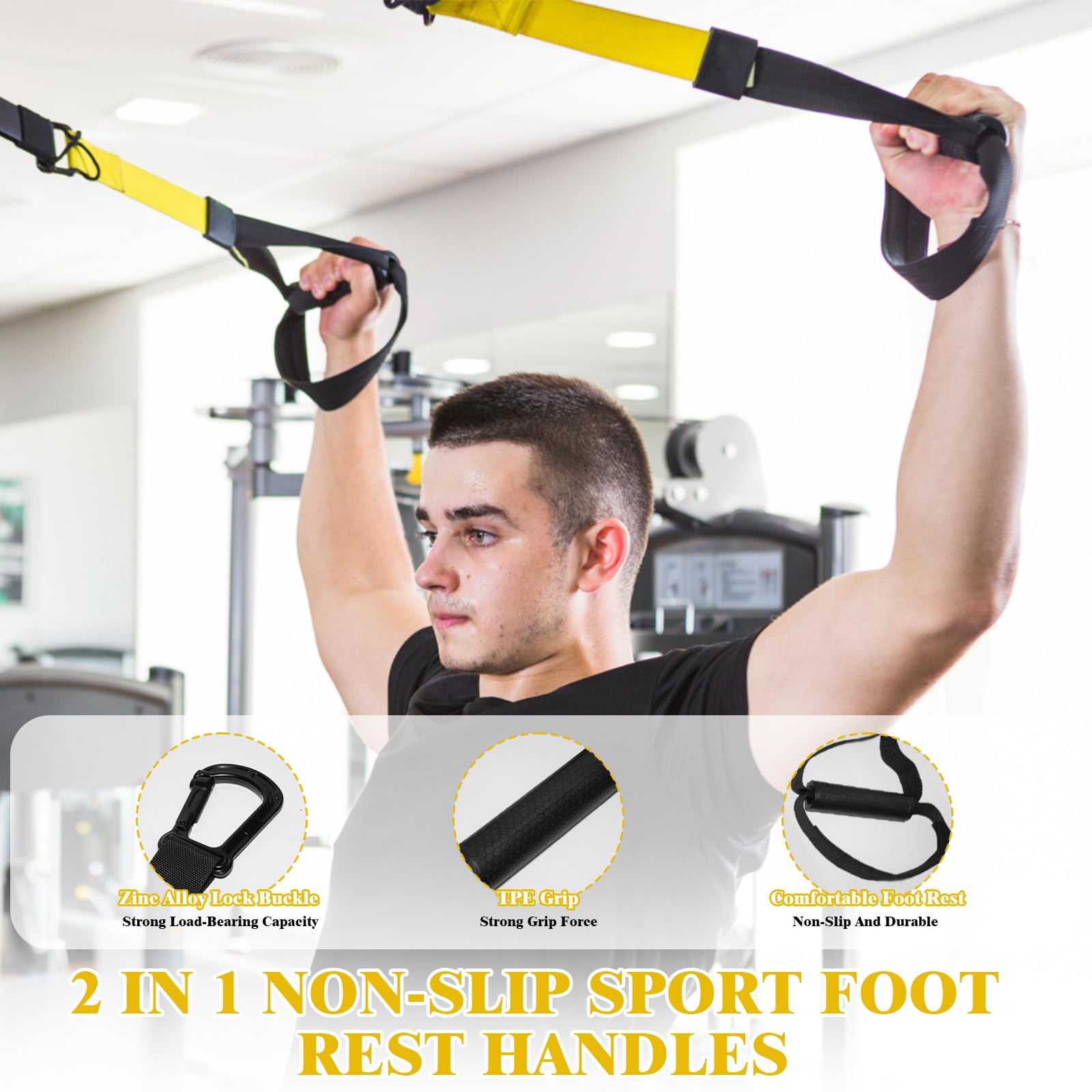 Allenamento Sospensione Sling Trainer Set, Allenamento in Sospensione, Kit per Allenamento a Sospensione, Regolabile, con Ancora per Porta, Adatto per Casa, Interni e Esterni