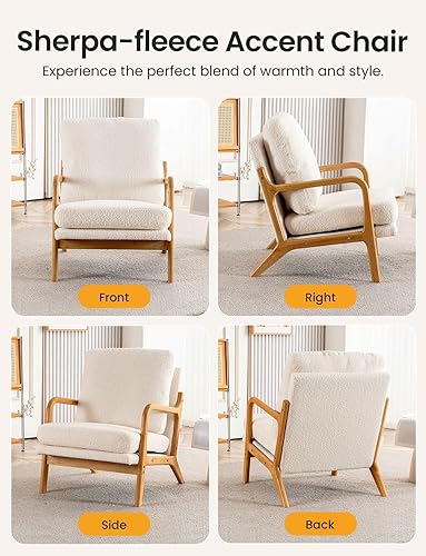 Miniatura 6 de Sillas decorativas modernas de mediados de siglo para sala de estar, silla cómoda de 23 pulgadas de ancho para dormitorio, sillas de lectura