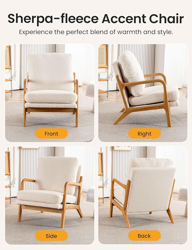 Sillón Acogedor Beige con Cojín de Espuma 5.5" miniatura 6