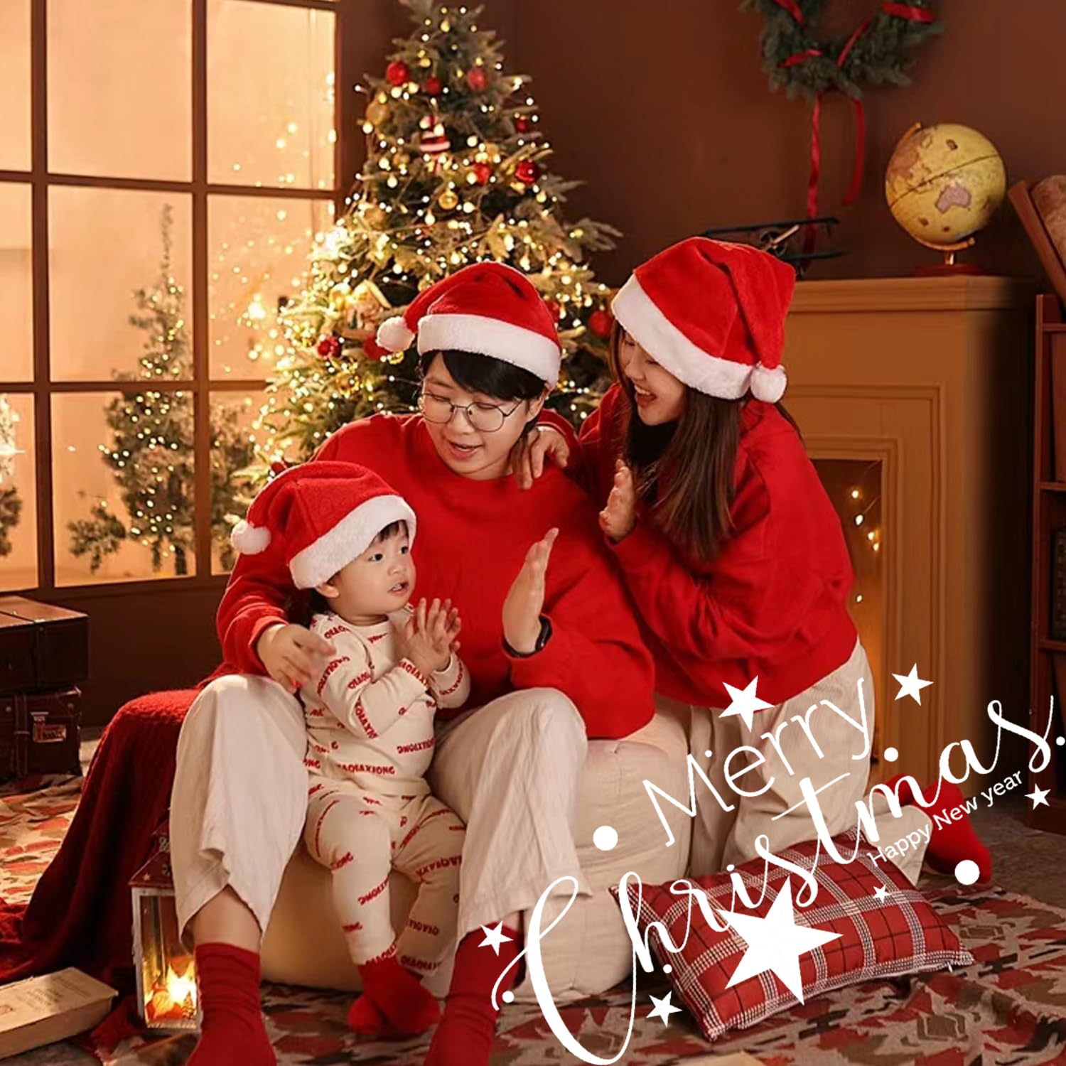 *　サンタクロース サンタ帽子 クリスマス 大人 子供3個　雰囲気　赤 サンタクロース サンタ帽子 クリスマス 大人 子供3個 雰囲気 赤