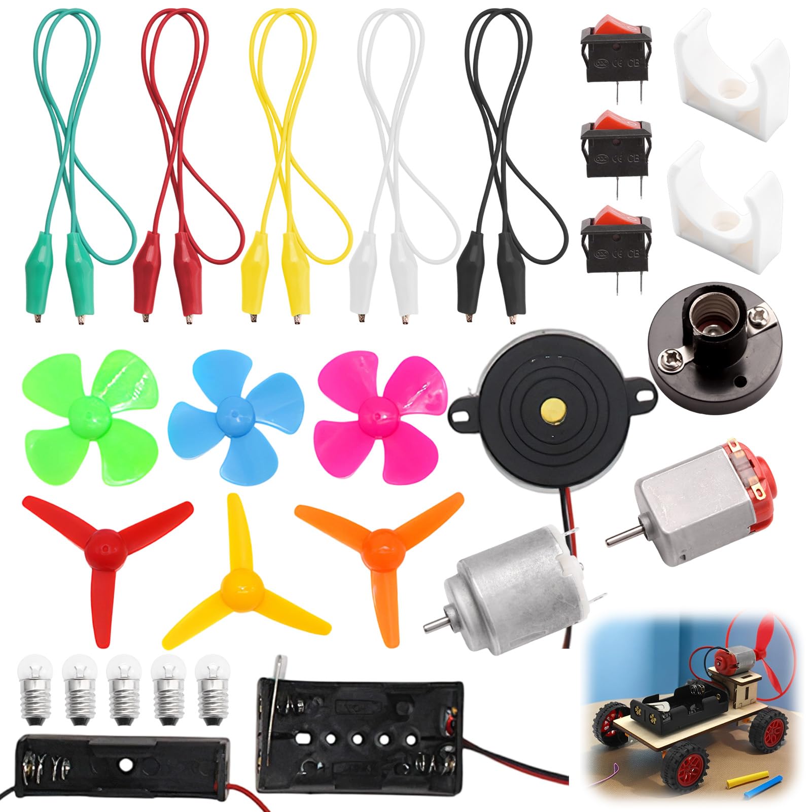 26Pcs Electric Circuit Kits for Children Science Learning Making Motor Kits for Kids Student DIY STEM Science Lab Experiment Project