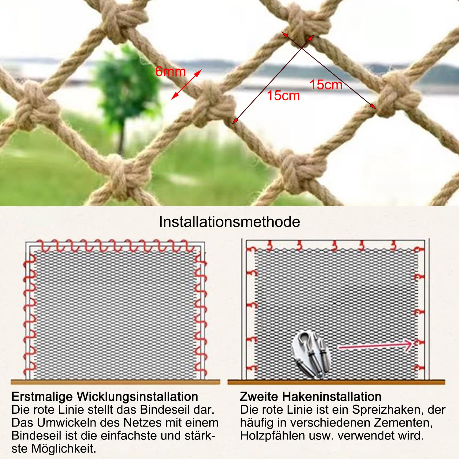 Natuurlijk Touwnet Jute Touw Gaas Anti-scheurmuur Kinderbeschermingsnet