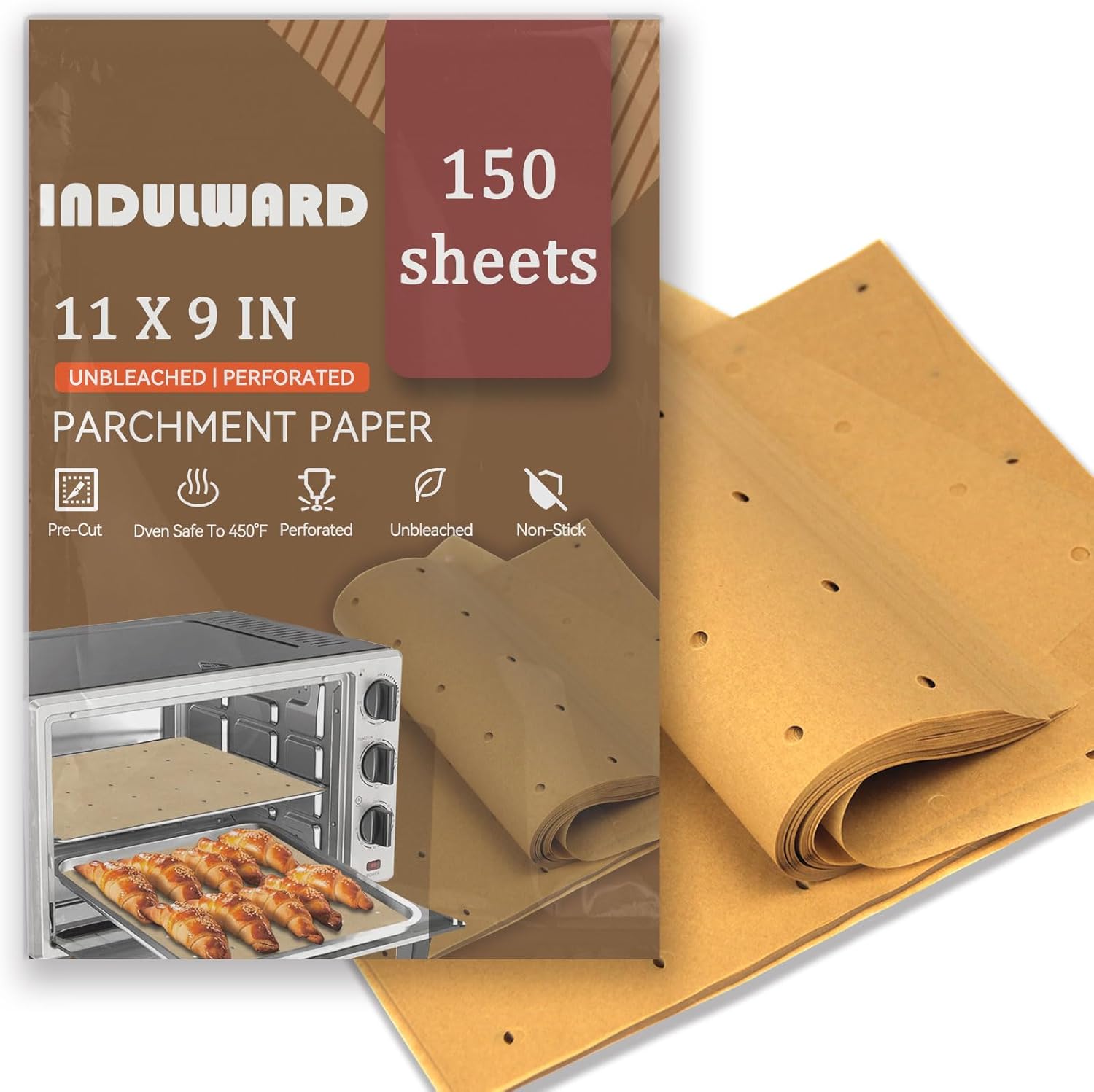 Air Fryer Liners Disposable,Air Fryer Liners Perforated,Rectangular air fryer parchment paper liners For Baking Oven,Accessories For Cuisinart Foodi Cosori Breville Etc.(9x11 Inch 150 Pcs) Thumbnail